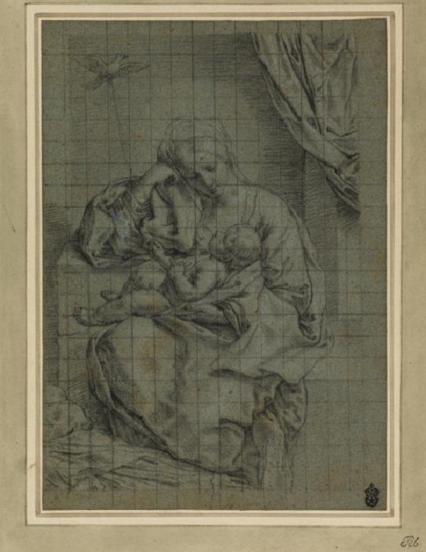 giovan-battista-salvi-sassoferrato-madonna-con-bambino-e-uccellino-gessetto-su-carta-londra-courtald-institute-of-art