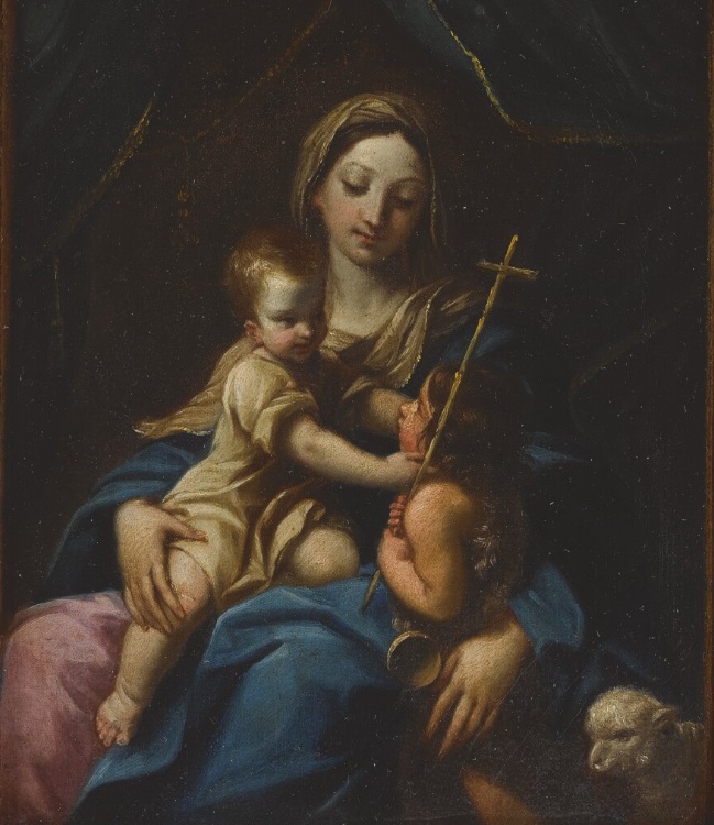 guido-reni-bottega-madonna-con-bambino-e-san-giovannino-dipinto-su-tela