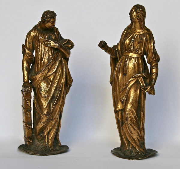 sculture-bronzo-dorato-san-giorgio-santa-caterina-d’alessandria-francia-fiandre-xvi-secolo